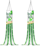 Jeiento St Patrick Day Green Leaves Windsock Flag Hanging Decoration for Happy Thanksgiving Party 2 Pack 40Inch Wind Sock Flag for Home Yard Garden Farmhouse