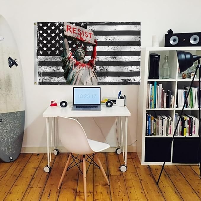 Resist Flag 3X5Ft, Protest American Flag, Statue of Liberty Design Flags, Men Women Banner,Vibrant Colors, Double Stitched with 2 Brass Grommets, Bar Garden Street Decoration, GYM, Office Decor,Indoor Outdoor Use,Gifts. (3x5ft)