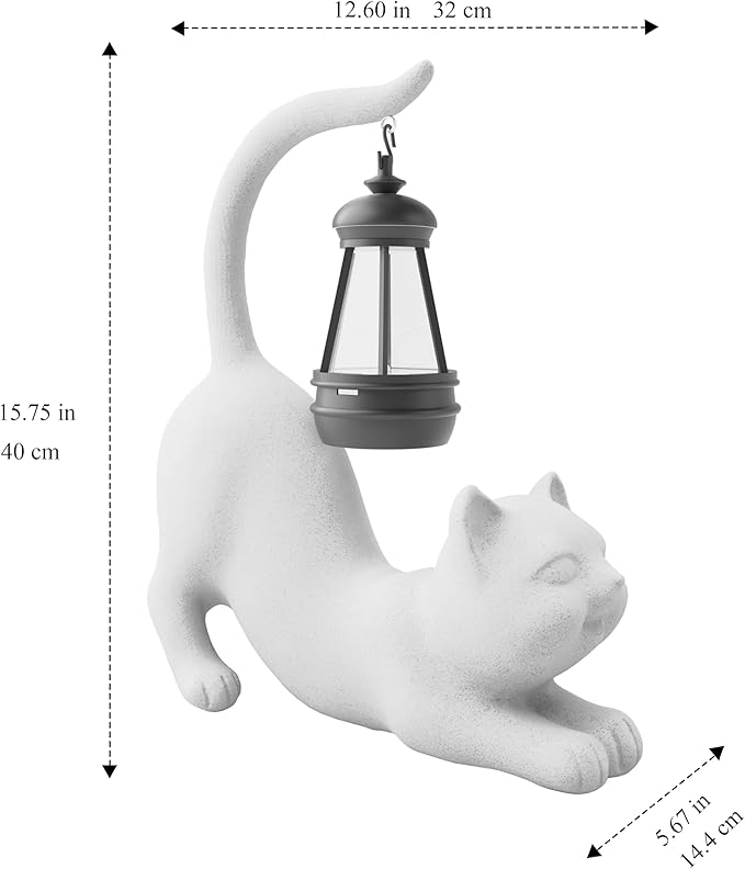 Elephant/Cat Sculpture Lantern Decor - Outdoor Lanterns&Indoor Statue Decorations for Garden,Yard,Porch,Home,Balcony - Gifts for Birthdays,Christmas,Children,Friends,Family,Mom,Women (DW - Tail)