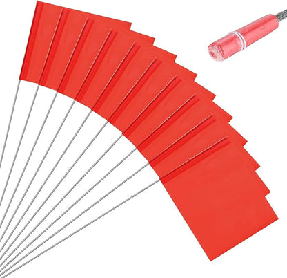 M METERXITY 10-Pack Blank Marking Flags, 15x5.1x4 Inch Waterproof Yard Flags Marking for Lawn/Garden/Irrigation/Landscape/Sprinkler/Survey/Dog Training/DIY [Red]