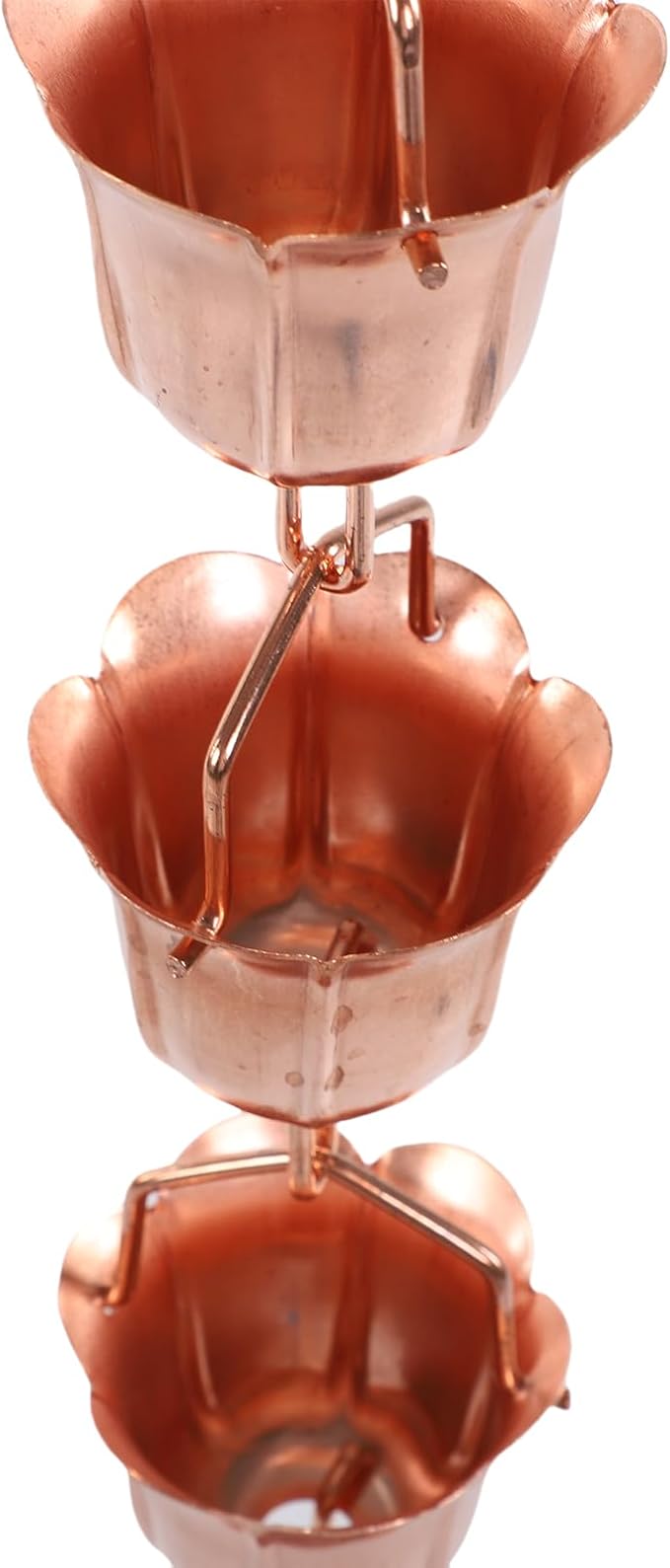 Haofy Morning Glory Rain Chain 1 Meter 9 Cup Copper Decorative Rain Catcher for Gutters Elegant Downspout Replacement for Garden Patio Decor