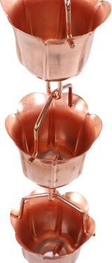 Rain Chain Morning Glory Design 9 Cups 1m Length Copper Decorative Rain Catcher Chain for Gutter