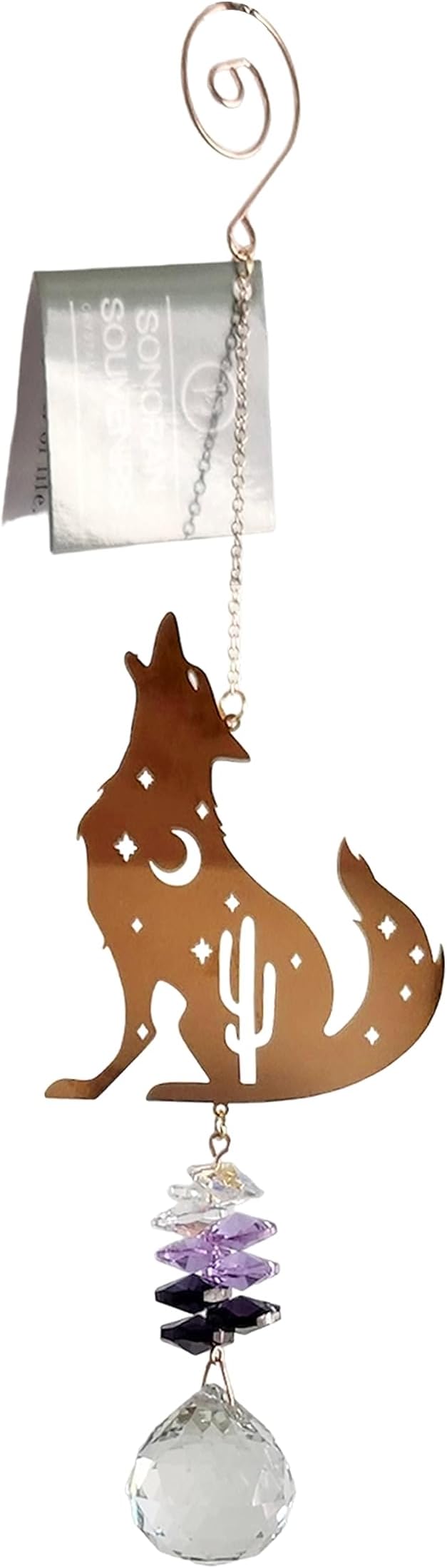Crystal Cascade Suncatcher - Rose Gold Crystal Hanging Ornament for Windows Hanging Prism Rainbow Maker Feng Shui (Coyote)