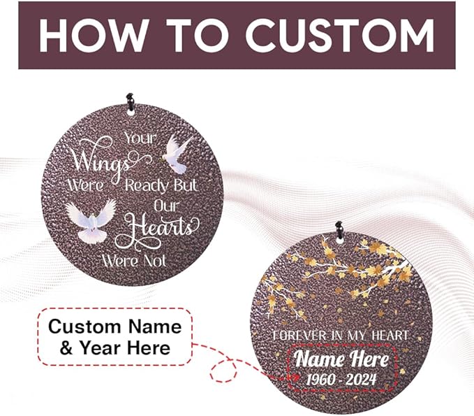 Sympathy Wind Chimes Personalized, Love Doves Wind Chimes for Loss of Loved Dad/Mom, Memorial Gifts Wind Chime, in Loving Memory, Garden Outdoor Decor 36inch (Produced in USA)