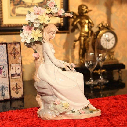 Garden Ornaments Decor Statue Outdoor,Abstract Unique Statue Sculpture Creative Statues and Sculptures Outdoor Decor for Garden,Handicraft Porcelain Girl Statue Ceramic Palace Woman Figure