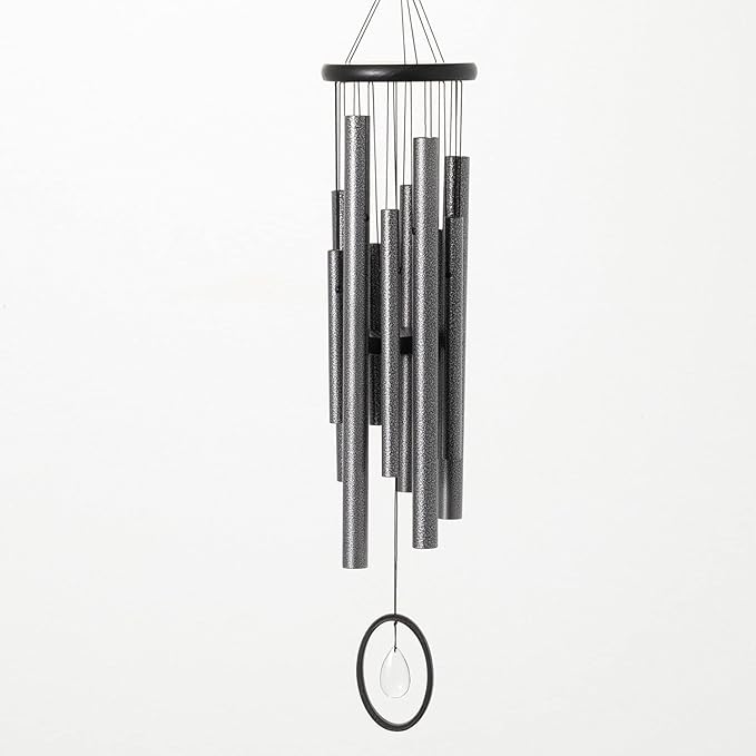 Woodstock Chimes Signature Collection, Chimes of Crystal Silence Medium (27'') Antique Silver Wind Chime for Outdoor, Patio, Home or Garden Decor (SLCAS)