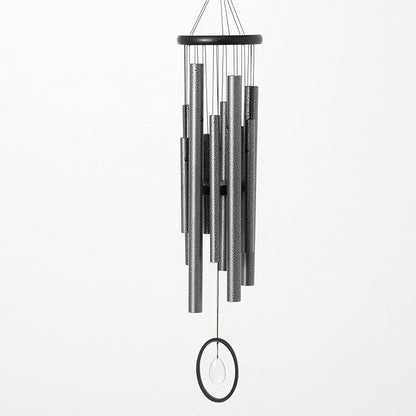 Woodstock Chimes Signature Collection, Chimes of Crystal Silence Medium (27'') Antique Silver Wind Chime for Outdoor, Patio, Home or Garden Decor (SLCAS)