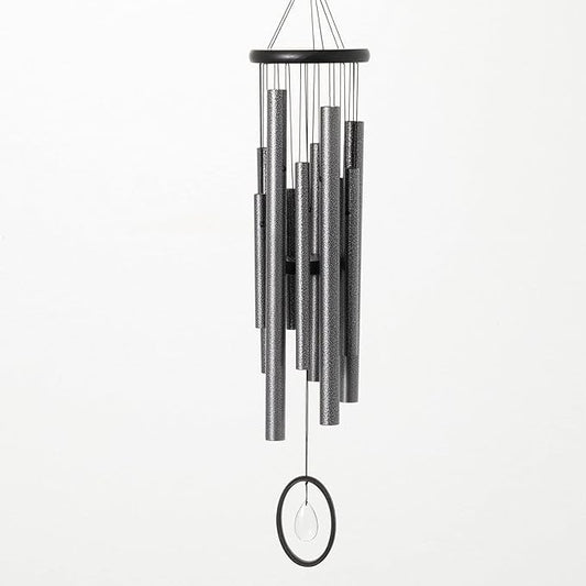 Woodstock Chimes Signature Collection, Chimes of Crystal Silence Medium (27'') Antique Silver Wind Chime for Outdoor, Patio, Home or Garden Decor (SLCAS)
