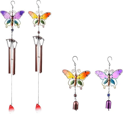 Butterfly Wind Chimes, Colorful Wind Chimes for Outside Creative Painted Metal Wind Chime Decorative Wind Chime for Outdoor Patio Corridors Inside Home Decor Living Room (Purple - Short)