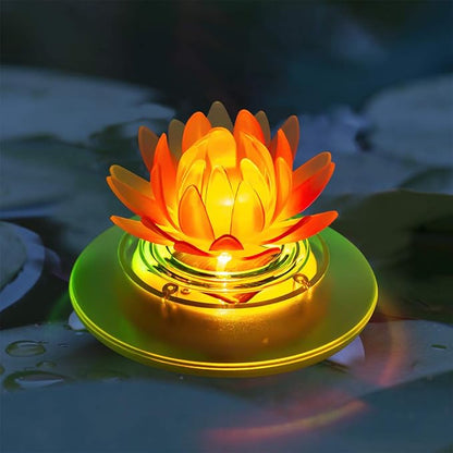 pearlstar Solar Pond Lights Waterproof LED RGB Solar Floating Lights Swimming Pool Pond Floating Night Light Decorations (1 Pcs Lotus)