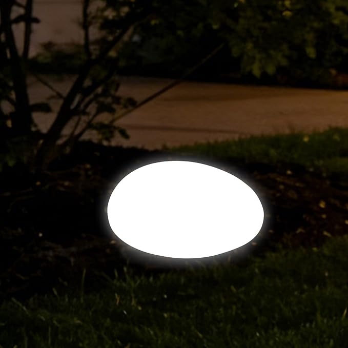 Solar Powered Outdoor Lights - Waterproof Garden Path Lighting, Pebble Shape Landscape Lights for Yard, Lawn, Patio, Walkway, White Light(1 pc)