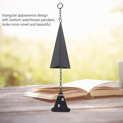 North Country Wind Chimes, Iron Triangle Wind Bell Chimes, Black Painted Wind Chimes with Lighthouse, for Indoor and Outdoor Garden Decorations