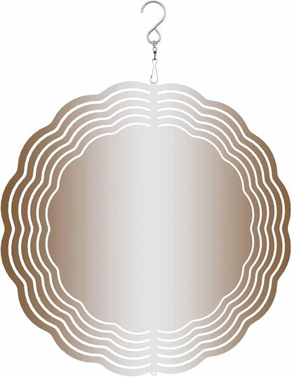 Stainless Steel Wind Spinner for Yard Garden Decoration, Cappuccino Color Gradient Round Wind Sculpture Spinner 3D Crafts Hanging Ornaments for Indoor Outdoor, 8 Inch