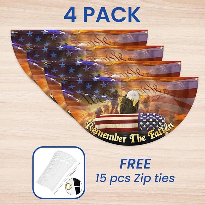 FLAGWIX American Army Veteran Flag - Non-Pleated American Fan Flag Bunting 1x3 ft - Veteran Gifts for Men Women, Patriotic 4th of July Memorial Day Decorations Outdoor for Home Garden Decor
