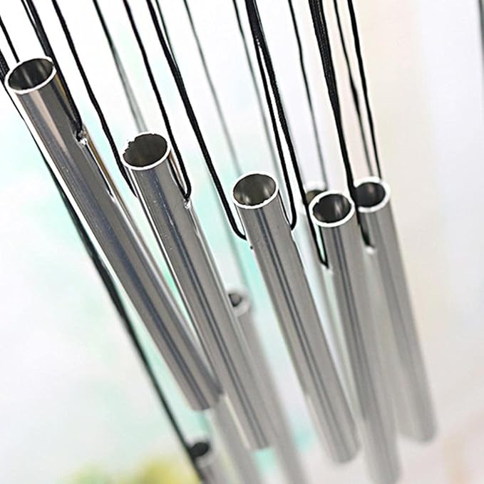 Premium Wind Chimes, Metal Wind Chimes with 12 Hollow Aluminum Tubes, Sliver Wind Chime for Party Home Garden Yard Patio Decor, Gift etc, 23 Inch