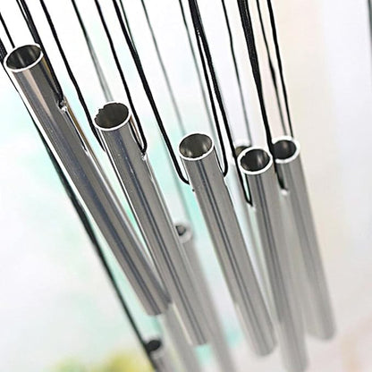 Premium Wind Chimes, Metal Wind Chimes with 12 Hollow Aluminum Tubes, Sliver Wind Chime for Party Home Garden Yard Patio Decor, Gift etc, 23 Inch