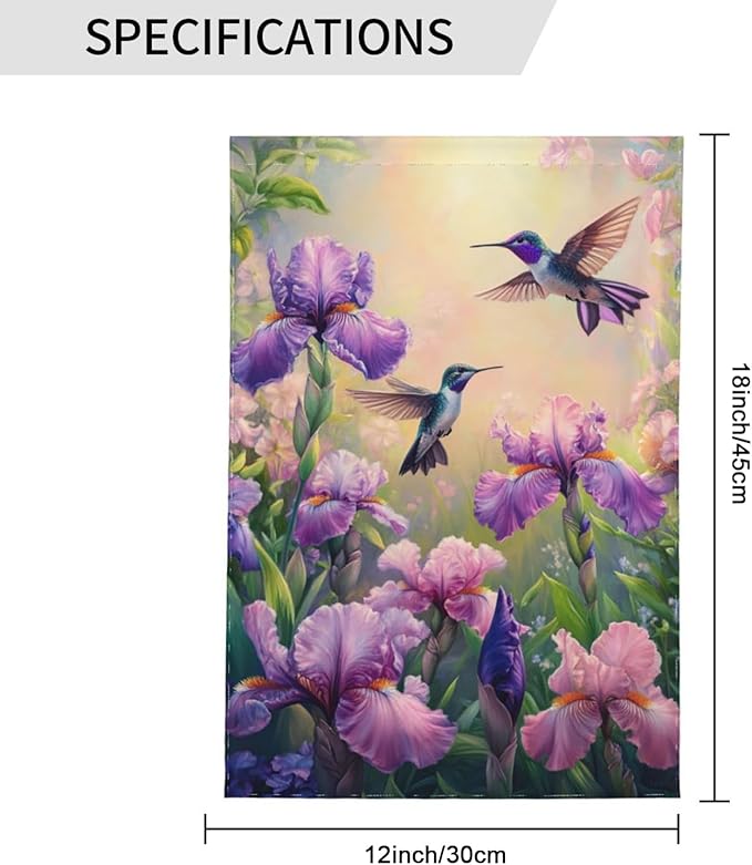 Hummingbird Haven Garden Flags 12×18 Inch Double Sided Decorative Yard Banner Seasonal Flag for Outdoor Outside Decor