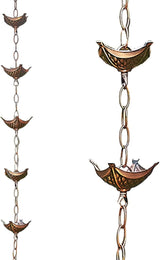 Rain Chain Copper Imitation for Gutters 3.3ft with 5 Cups Easy Install Catcher Outside Courtyards Replacement Downspout B
