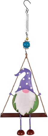 Sunset Vista Designs Gnome Collection-Hanging Bouncy, Purple Hat Swing, 23.25" x 7.1" x 2.35"