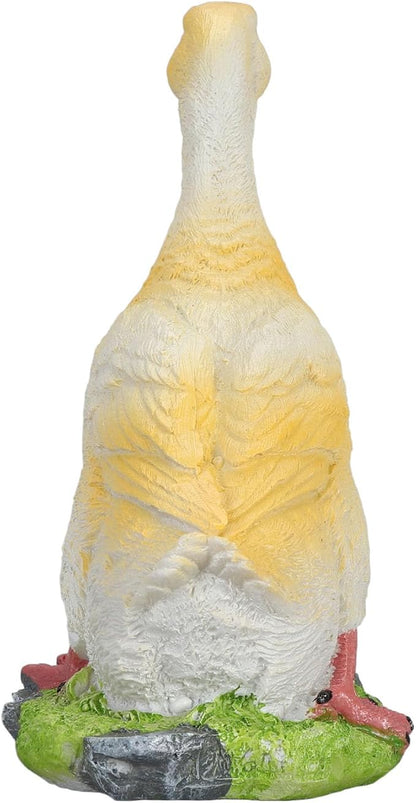 GLOGLOW Duck Figurine, Outdoor Resin Duck Sculpture Statue Garden Animal Ornament Decor for Garden Lawn Yard Pool Side 7.1x5.9x3.5in(Yellow)