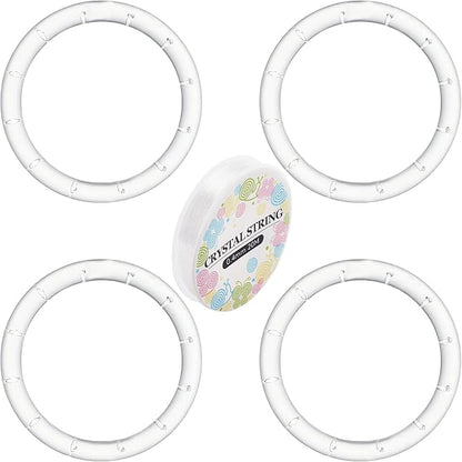 GORGECRAFT 4 Pack Wind Chime Supplies - Top Ring Transparent Top Circles with Elastic Thread for Outdoor Home Garden Patio