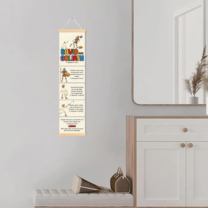 David and Goliath Banner, Church Banner, Christian Rustic Hanging Door Flag, Farmhouse Decorations Outdoor Indoor, Church Activity Decor, Bible Lesson, Scripture and Words Decorations