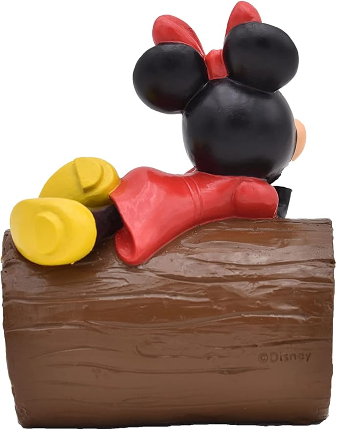 Disney Minnie Mouse Welcome Log Everyday Outdoor Garden Statue, 5 inches Tall, Officially Licensed Disney Product