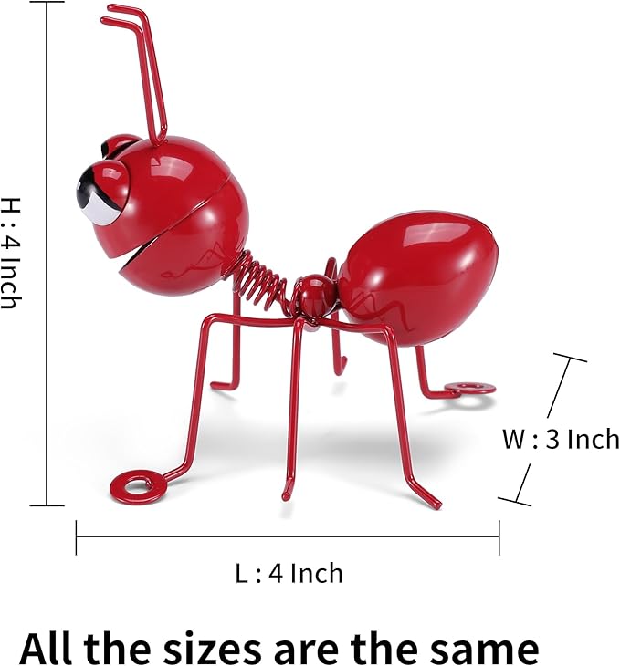 Metal Ants Set of 4 Colors Garden Decor Outdoor Sculpture Patio Decor Lawn Metal Yard Art Garden Statue Outdoor Decorative Metal Wall Art Garden Gifts Family and Garden Lovers