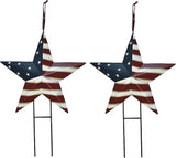 Morning View American Flag Garden Stake Set of 2 Patriotic Decor Metal Star US Flag Yard Sign Bar Star Outdoor Lawn Art Ornament 4th of July Memorial Day Veterans Day Independence Day 12 Inches Tall