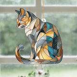 Stained Glass Cat Ornament – 2025 Christmas Tree Decoration, Handmade Animal Suncatcher for Window, for Cat Lovers & Unique Home Décor (Sun-03)