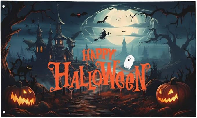 Happy Halloween Flag 3x5 Ft Outdoor Indoor With Grommet Garden Yard Banner Decorative Sign