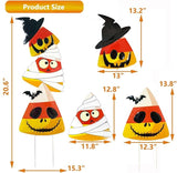 3 Packs Halloween Garden Stakes, Stacked Metal Candy Corn Lawn Decor, Halloween Decorative 3D Yard Signs Stake for Outdoor Front Garden Pathway Decorations