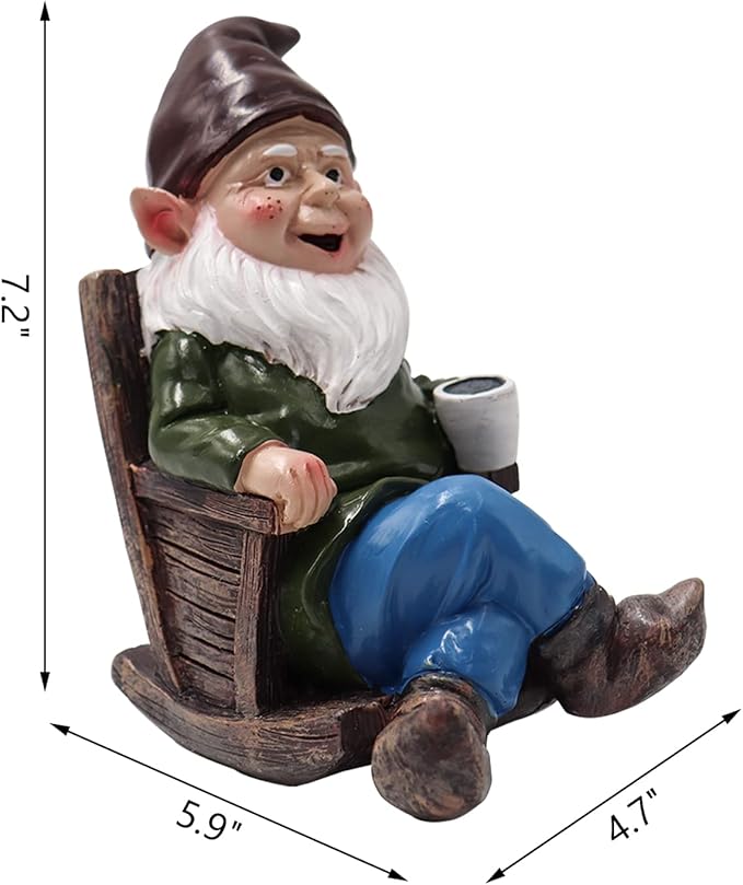 Tirifer Drinking Coffee Garden Gnome Statue Decoration, 7.3" Garden Figurine Ornament Sculpture for Outdoor Indoor Home Lawn Yard Balcony Porch Patio