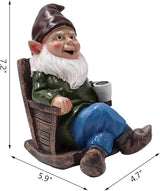 Tirifer Drinking Coffee Garden Gnome Statue Decoration, 7.3" Garden Figurine Ornament Sculpture for Outdoor Indoor Home Lawn Yard Balcony Porch Patio