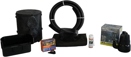 HALF OFF PONDS Savio Pond Free 3300 Waterfall Kit, with 10 ft by 25 ft PVC Liner and 3,300 GPH Manta Series Submersible Pump - PVCPSS0
