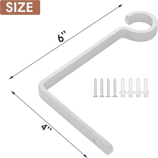 Monarch Abode Plant Hangers – Wall Mount Plant Hooks for Hanging Baskets, 6 Inch Metal White Fence Wall Plants Hanger for Outdoor Indoor, Flower Pot, Bird Feeder, Wind Chime Bracket, 2 Pack