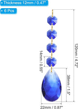 PATIKIL Teardrop Crystal Chandelier Pendants Beads, 6 Pack 120mm Length 38mm Chandelier Prisms Parts Ornaments Hanging Beads for DIY Arts Crafts Decoration, Blue