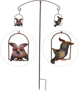 Metal Owls Seesaw Balancer Garden Deorative Stake 45", Yard Balancing Art Sway Up and Down Once Wind Blows, Give to Owl Bird Animal Lovers Family Friends as Out Space Grassland Decoration