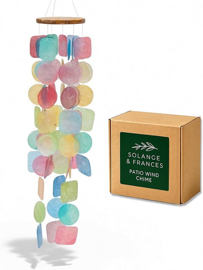 Solange & Frances Beach Wind Chimes for Outside, Beachy Home Decor, Outdoor Decorations, Sea Glass Wind Chimes, Relaxing Beach Gifts for Mom, Mother's Day Beachy Gift