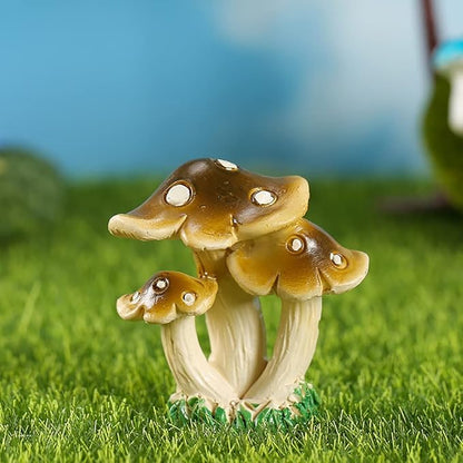 DIYOMR 5pcs Mushrooms Figurines, Creative Resin Mushroom Series Fairy Garden Accessories Craft Indoor Outdoor Decor