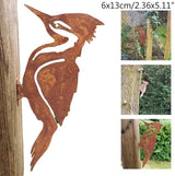 Rusty Metal Bird Silhouettes Garden Fence Decor Woodpecker Gardening Country Metal Bird Robin Yard Art Decoration Steel Garden Sculptures and Statues