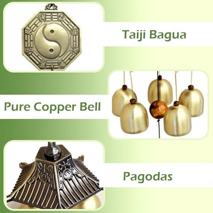 Vintage Lucky Wind Chimes Metal Bronze Bells Feng Shui Outdoor Living Wind Chimes for Outdoor Garden Patio Hanging Decor Gift
