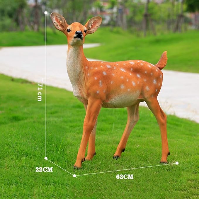 Large Outdoor Garden Animal Statues Park Sculpture Outdoor Statues Resin Sika Sculpture Simulated Floor Sika Deer Decoration Garden Landscape Decoration Garden Courtyard Animal Statue(62*22*71cm)