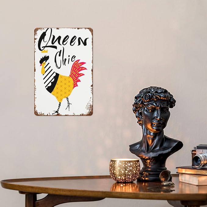 patio wall decor Queens Chic metal signs School Vintage Signs for Home,Cafe,Yard,Bathroom,Happy,Funny,and Inspirational Life Quotes 8X12inch