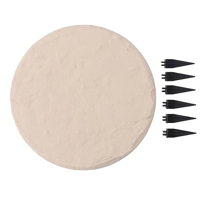 Outdoor Stepping Stones Garden Pathway Stones Landscape Stones 15.71in Round Polypropylene Resin with 6 Ground Stakes for Lawn Decor Walkway (Beige)
