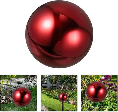 ARTIBETTER Stainless Steel Gazing Globe Mirror Ball 120mm Reflective Garden Sphere Outdoor Patio Decoration Polished Red Metal Sculpture