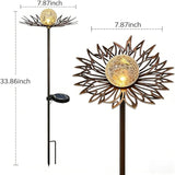 Solar Garden Lights Outdoor Decorative, Sun Crackle Glass Globe LED Solar Stake, Waterproof Metal Yard Lawn Patio Pathway Landscape Lighting, Unique Garden Gifts for Women Mom(Bronze)