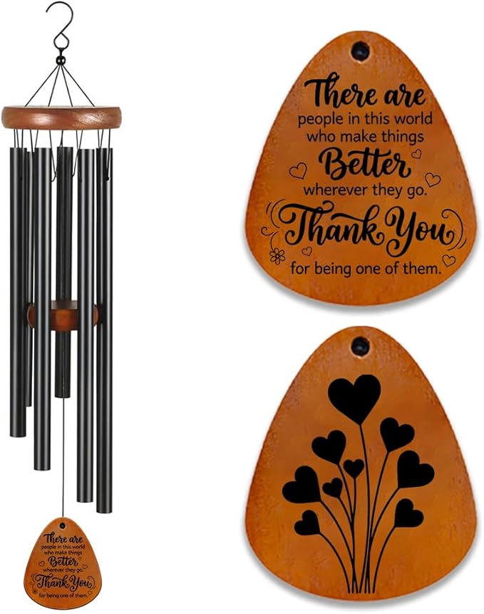 Wind Chimes for Garden, Unique Grateful Memorial Wind Chime for Balcony Porch Window Patio Decor, Thank You Gifts on Thanksgiving Birthday for Friends, Family, Teachers, Coworkers