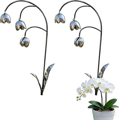 Metal Lily of The Valley Garden Sculpture,Handmade Metal Flower Garden Stake for Garden Decoration,Wrought Iron Lily of The Valley Sculpture for Patio, Pathway, Garden Decor Gift (2pc)
