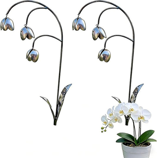 Metal Lily of The Valley Garden Sculpture,Handmade Metal Flower Garden Stake for Garden Decoration,Wrought Iron Lily of The Valley Sculpture for Patio, Pathway, Garden Decor Gift (2pc)